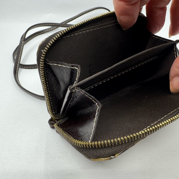 Fendi Zucca Leather Zipper Coin Wallet Pouch Mini Crossbody 22974 - Picture 4 of 4